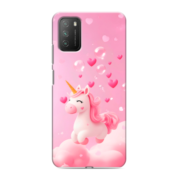 Силиконовый противоударный чехол на Xiaomi Poco M3 с принтом Единорог