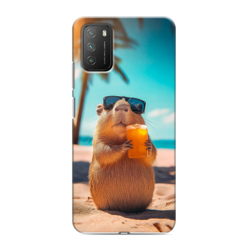 Силиконовый противоударный чехол на Xiaomi Poco M3 с принтом Капибара Силиконовый противоударный чехол на Xiaomi Poco M3 с принтом Капибара