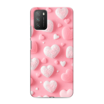 Силиконовый противоударный чехол на Xiaomi Poco M3 с принтом Сердечки