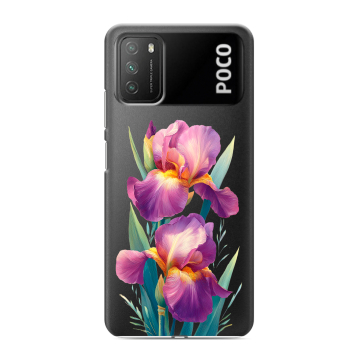 Силиконовый противоударный чехол на Xiaomi Poco M3 с принтом Цветы орхидеи