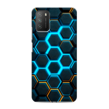 Силиконовый противоударный чехол на Xiaomi Poco M3 с принтом Неоновые соты