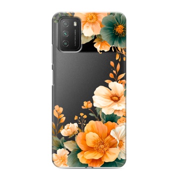 Силиконовый противоударный чехол на Xiaomi Poco M3 с принтом Цветы принт