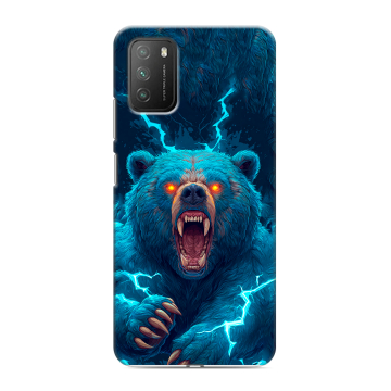 Силиконовый противоударный чехол на Xiaomi Poco M3 с принтом Медведь