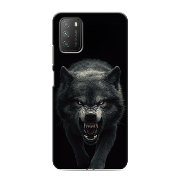Силиконовый противоударный чехол на Xiaomi Poco M3 с принтом Волк