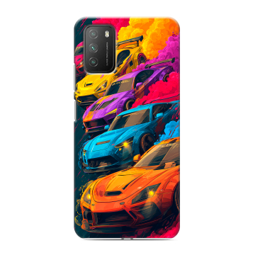 Силиконовый противоударный чехол на Xiaomi Poco M3 с принтом Тачки