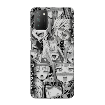 Силиконовый противоударный чехол на Xiaomi Poco M3 с принтом Ahegao Ахегао Аниме