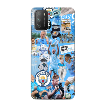 Силиконовый противоударный чехол на Xiaomi Poco M3 с принтом Man City Манчестер Сити