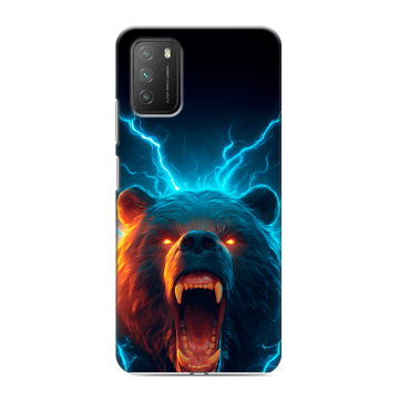 Силиконовый противоударный чехол на Xiaomi Poco M3 с принтом Медведь