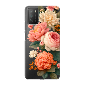 Силиконовый противоударный чехол на Xiaomi Poco M3 с принтом цветы