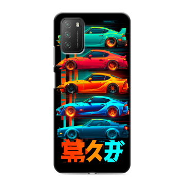 Силиконовый противоударный чехол на Xiaomi Poco M3 с принтом машины тачки