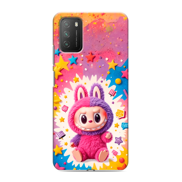 Силиконовый противоударный чехол на Xiaomi Poco M3 с принтом Labubu Лабубу