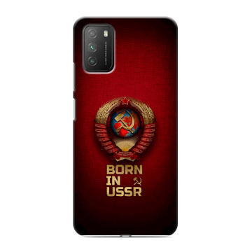 Силиконовый противоударный чехол на Xiaomi Poco M3 с принтом Флаг Герб СССР