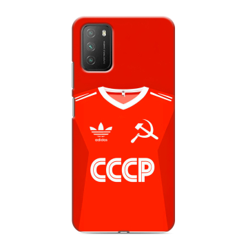 Силиконовый противоударный чехол на Xiaomi Poco M3 с принтом Флаг Герб СССР