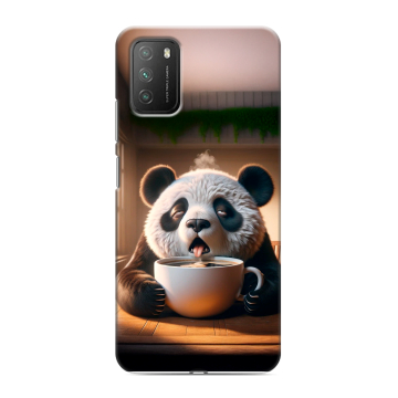 Силиконовый противоударный чехол на Xiaomi Poco M3 с принтом смешная панда Силиконовый противоударный чехол на Xiaomi Poco M3 с принтом смешная панда