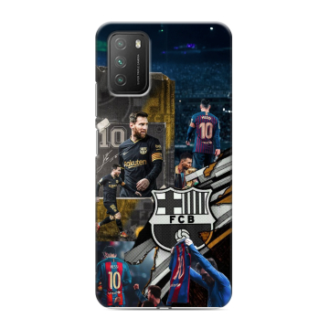 Силиконовый противоударный чехол на Xiaomi Poco M3 с принтом Messi Barcelona