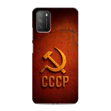 Силиконовый противоударный чехол на Xiaomi Poco M3 с принтом Флаг Герб СССР