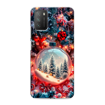 Силиконовый противоударный чехол на Xiaomi Poco M3 с принтом Новый год