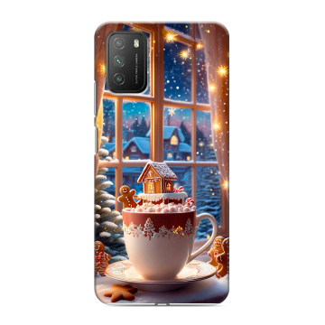 Силиконовый противоударный чехол на Xiaomi Poco M3 с принтом Новый год