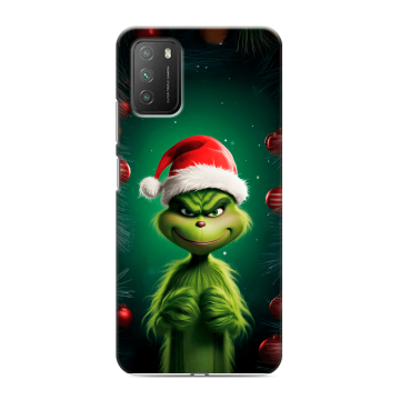 Силиконовый противоударный чехол на Xiaomi Poco M3 с принтом Гринч Новый год Рождество