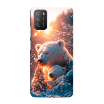 Силиконовый противоударный чехол на Xiaomi Poco M3 с принтом Новый год