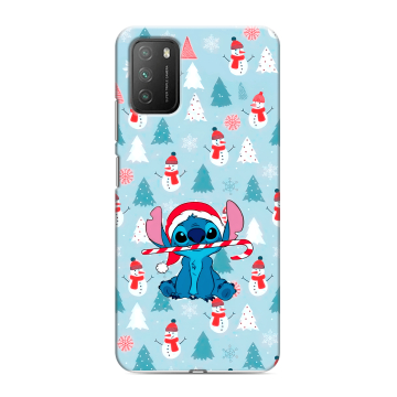 Силиконовый противоударный чехол на Xiaomi Poco M3 с принтом Стич Новый год