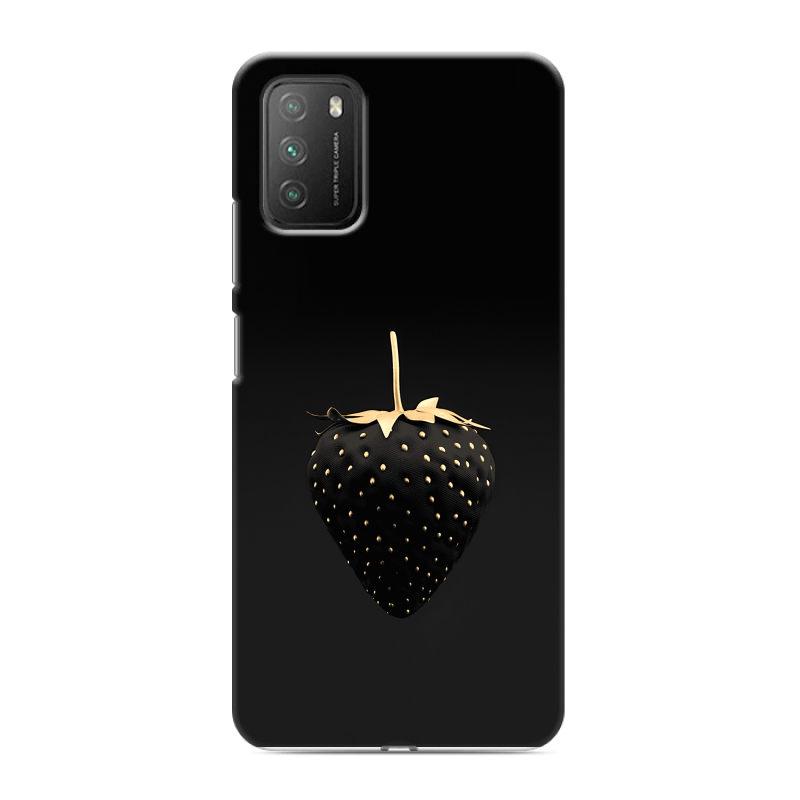 Силиконовый противоударный чехол на Xiaomi Poco M3 с принтом Черная клубника Силиконовый противоударный чехол на Xiaomi Poco M3 с принтом Черная клубника