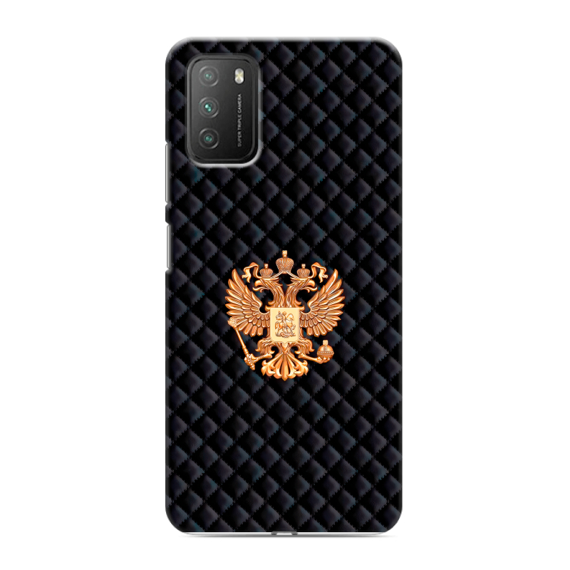 Силиконовый противоударный чехол на Xiaomi Poco M3 с принтом Герб России принт Силиконовый противоударный чехол на Xiaomi Poco M3 с принтом Герб России принт
