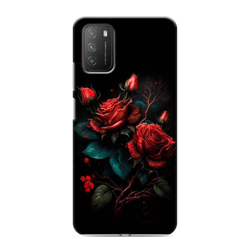 Пластиковый чехол на Xiaomi Poco M3 с принтом Розы красные Пластиковый чехол на Xiaomi Poco M3 с принтом Розы красные