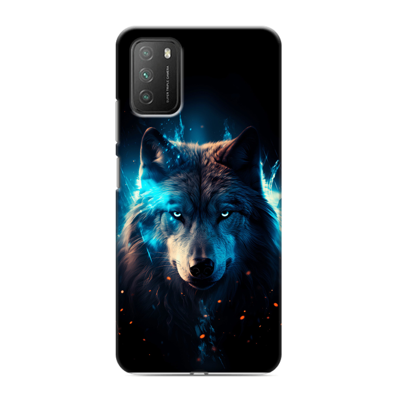 Пластиковый чехол на Xiaomi Poco M3 с принтом Волк ночной Пластиковый чехол на Xiaomi Poco M3 с принтом Волк ночной