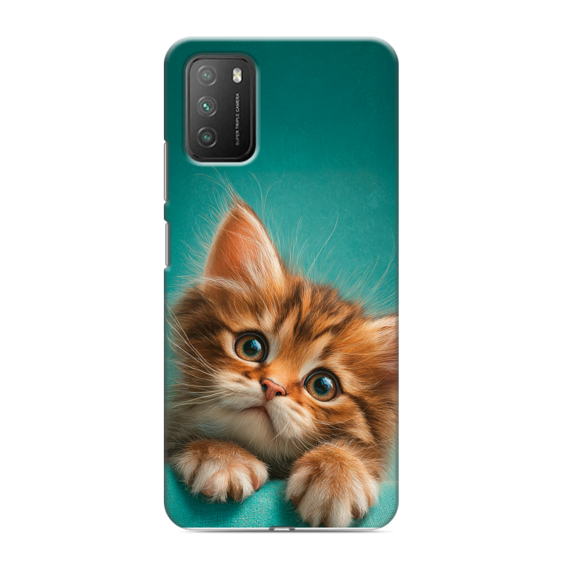 Силиконовый противоударный чехол на Xiaomi Poco M3 с принтом котенок Силиконовый противоударный чехол на Xiaomi Poco M3 с принтом котенок