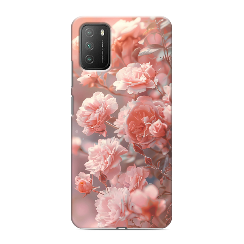 Пластиковый чехол на Xiaomi Poco M3 с принтом Розовые розы Пластиковый чехол на Xiaomi Poco M3 с принтом Розовые розы