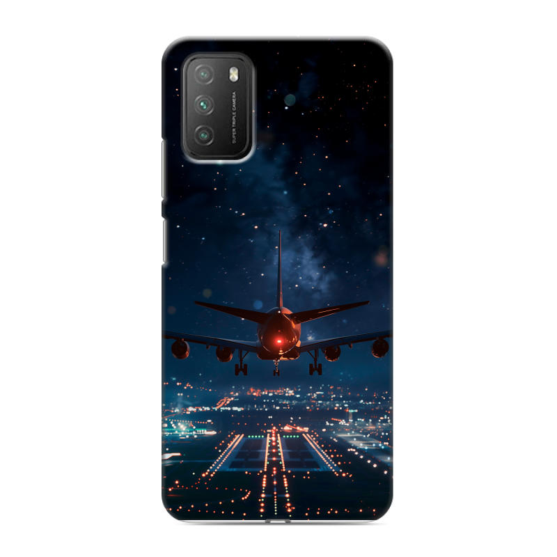 Силиконовый противоударный чехол на Xiaomi Poco M3 с принтом самолет Силиконовый противоударный чехол на Xiaomi Poco M3 с принтом самолет