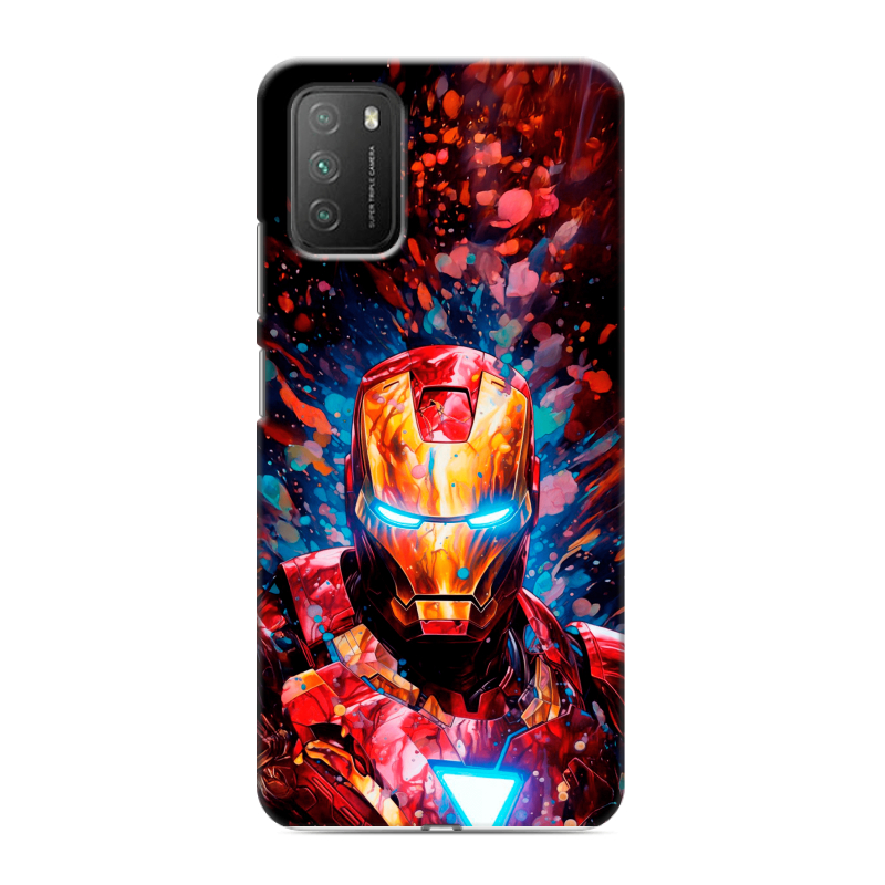 Силиконовый противоударный чехол на Xiaomi Poco M3 с принтом Железный человек Ironman Силиконовый противоударный чехол на Xiaomi Poco M3 с принтом Железный человек Ironman