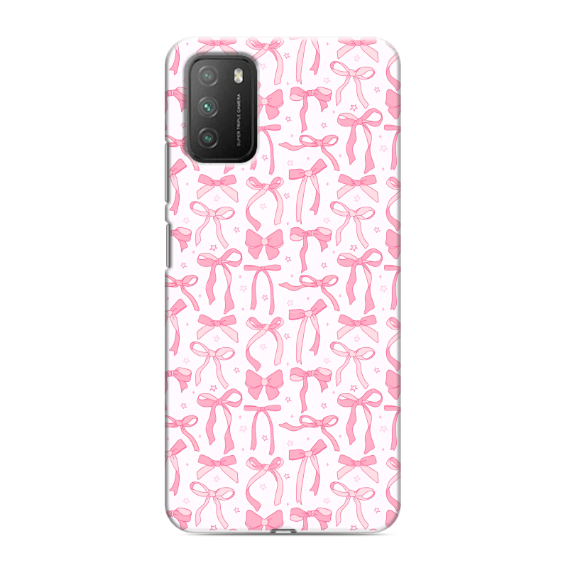 Пластиковый чехол на Xiaomi Poco M3 с принтом Розовые бантики Пластиковый чехол на Xiaomi Poco M3 с принтом Розовые бантики