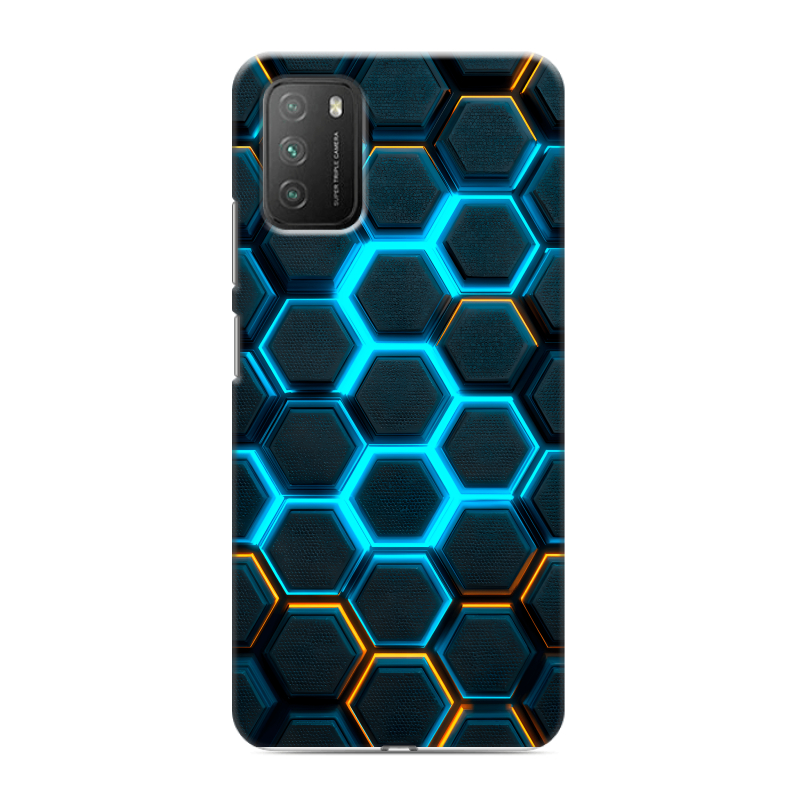 Пластиковый чехол на Xiaomi Poco M3 с принтом Неоновые соты Пластиковый чехол на Xiaomi Poco M3 с принтом Неоновые соты