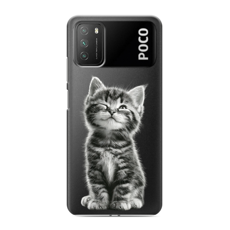 Силиконовый противоударный чехол на Xiaomi Poco M3 с принтом Котенок Силиконовый противоударный чехол на Xiaomi Poco M3 с принтом Котенок