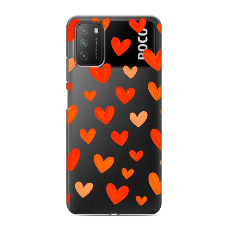 Пластиковый чехол на Xiaomi Poco M3 с принтом Сердечки Пластиковый чехол на Xiaomi Poco M3 с принтом Сердечки
