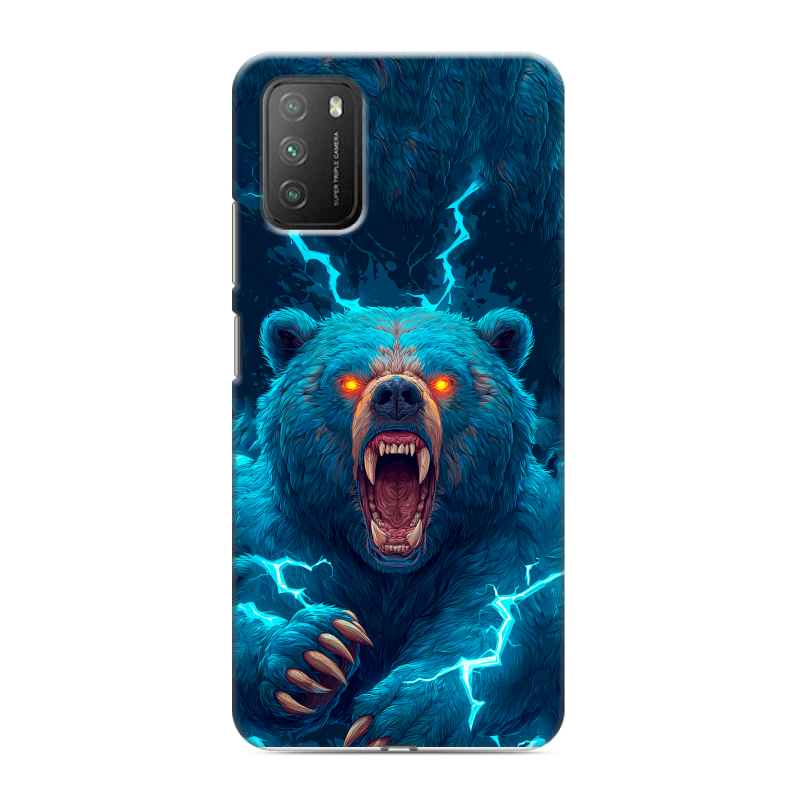 Силиконовый противоударный чехол на Xiaomi Poco M3 с принтом Медведь Силиконовый противоударный чехол на Xiaomi Poco M3 с принтом Медведь