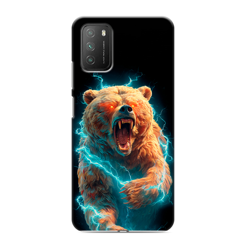 Пластиковый чехол на Xiaomi Poco M3 с принтом Медведь Пластиковый чехол на Xiaomi Poco M3 с принтом Медведь