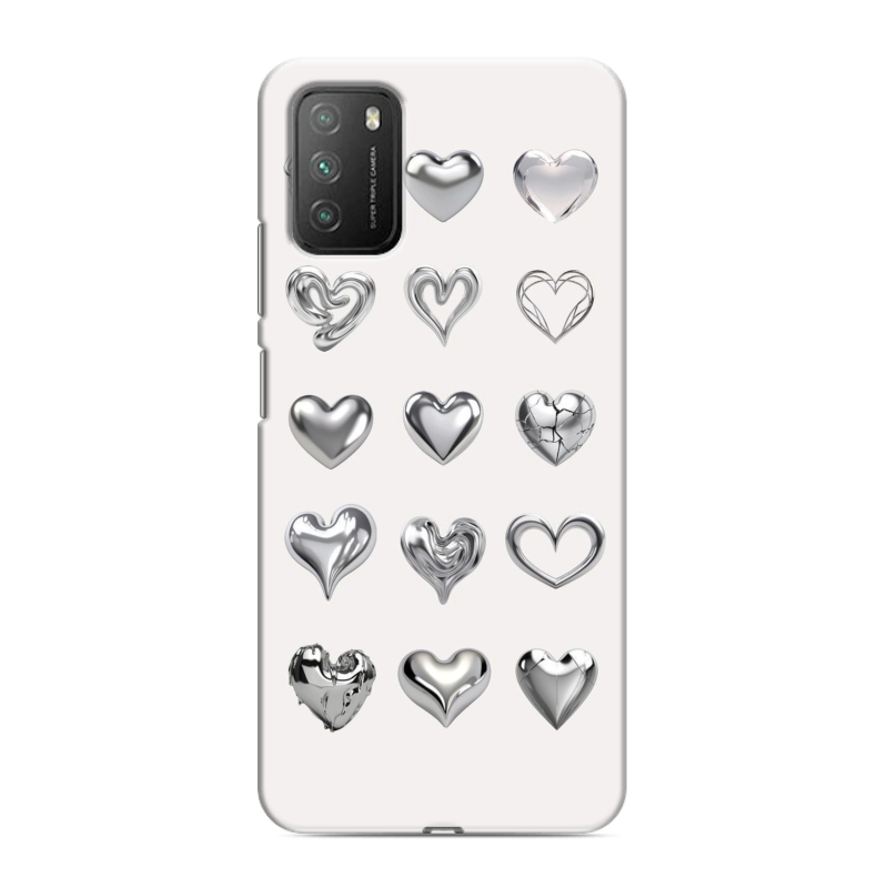 Пластиковый чехол на Xiaomi Poco M3 с принтом Y2K сердечки Пластиковый чехол на Xiaomi Poco M3 с принтом Y2K сердечки