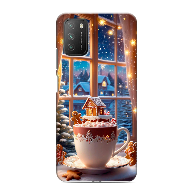 Силиконовый противоударный чехол на Xiaomi Poco M3 с принтом Новый год Силиконовый противоударный чехол на Xiaomi Poco M3 с принтом Новый год