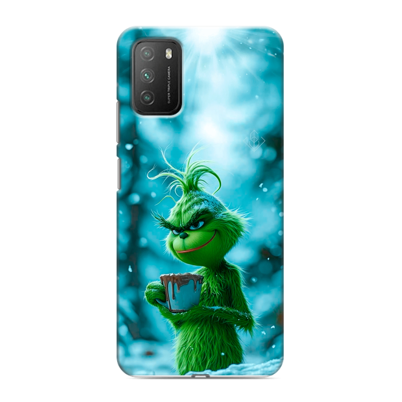 Силиконовый противоударный чехол на Xiaomi Poco M3 с принтом Новый год гринч Силиконовый противоударный чехол на Xiaomi Poco M3 с принтом Новый год гринч
