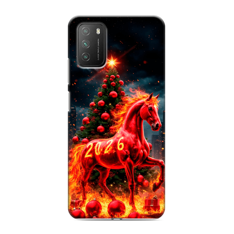 Силиконовый противоударный чехол на Xiaomi Poco M3 с принтом Новый год Силиконовый противоударный чехол на Xiaomi Poco M3 с принтом Новый год