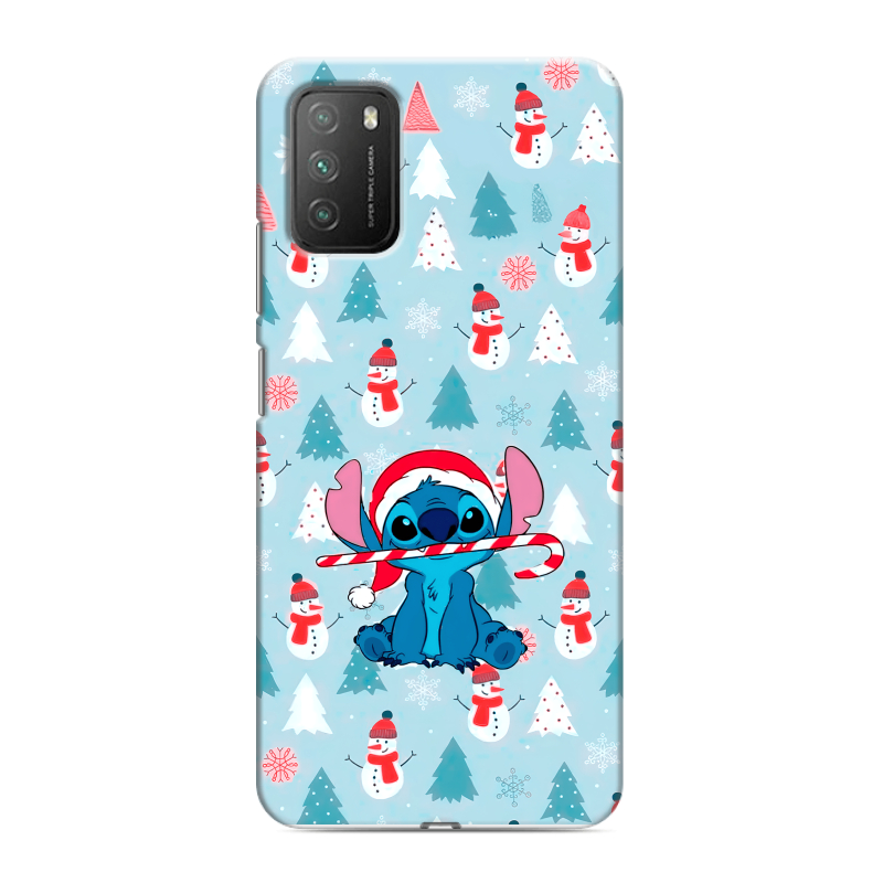 Пластиковый чехол на Xiaomi Poco M3 с принтом Стич Новый год Пластиковый чехол на Xiaomi Poco M3 с принтом Стич Новый год