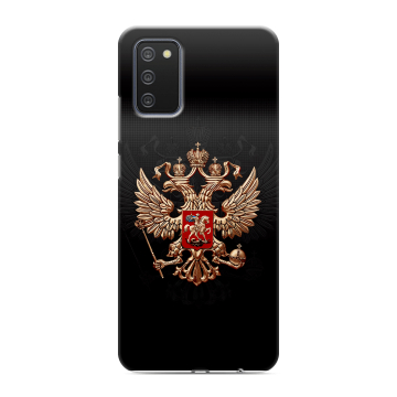 Силиконовый противоударный чехол на Samsung Galaxy A02s с принтом Герб России Силиконовый противоударный чехол на Samsung Galaxy A02s с принтом Герб России