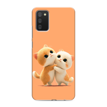 Силиконовый противоударный чехол на Samsung Galaxy A02s с принтом Милые котики Силиконовый противоударный чехол на Samsung Galaxy A02s с принтом Милые котики