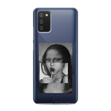 Силиконовый противоударный чехол на Samsung Galaxy A02s с принтом Мона Лиза Силиконовый противоударный чехол на Samsung Galaxy A02s с принтом Мона Лиза