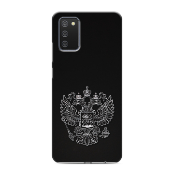 Силиконовый противоударный чехол на Samsung Galaxy A02s с принтом Герб России