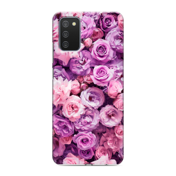 Силиконовый противоударный чехол на Samsung Galaxy A02s с принтом лавандовые розы Силиконовый противоударный чехол на Samsung Galaxy A02s с принтом лавандовые розы