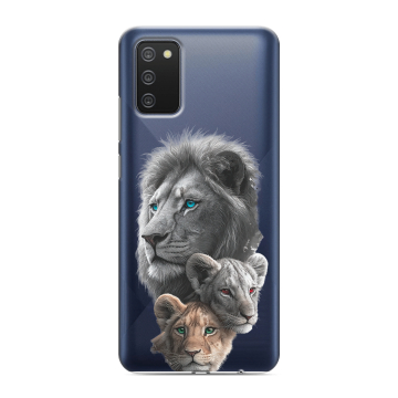 Силиконовый противоударный чехол на Samsung Galaxy A02s с принтом Львы Силиконовый противоударный чехол на Samsung Galaxy A02s с принтом Львы